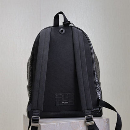 Saint Laurent City Croc-Effect Leather Backpack.