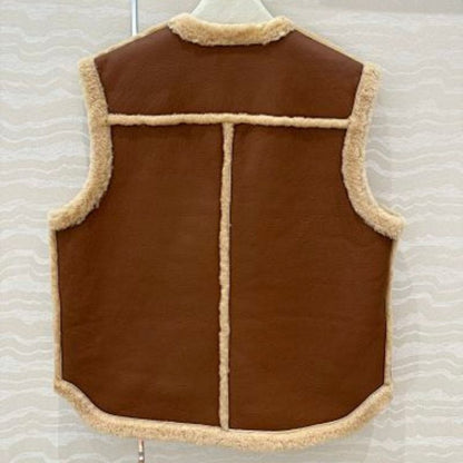 Celine Vintage-Finish Vest in Shearling.