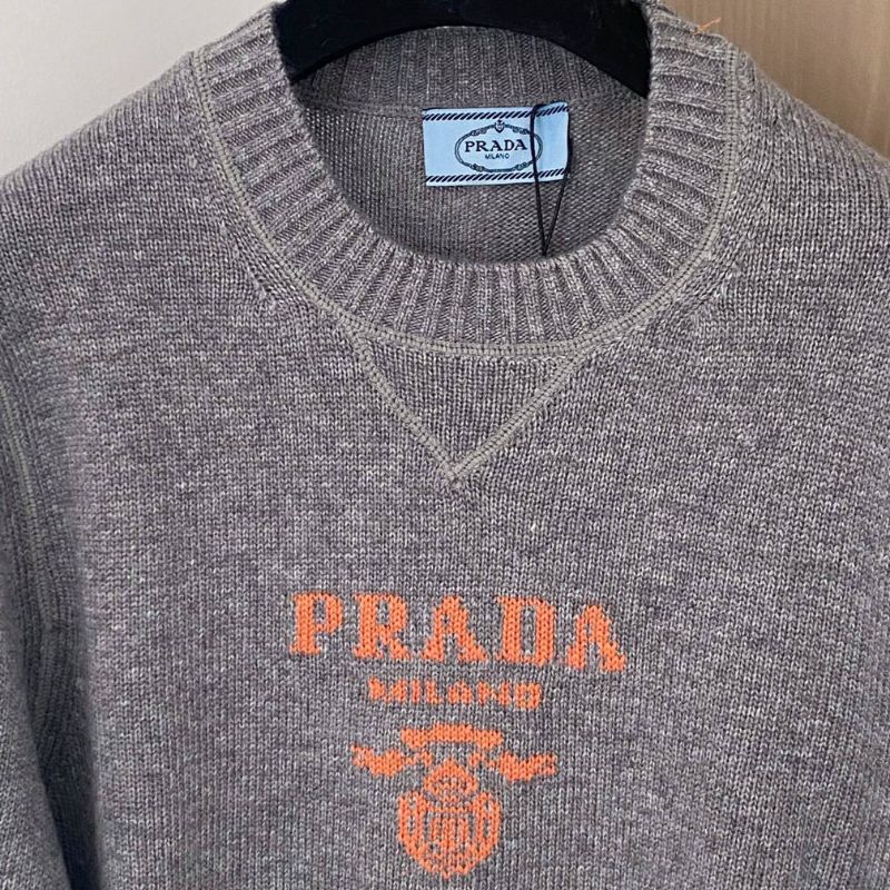 Prada intarsia-knit crew-neck sweater