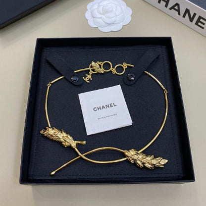 Chanel Sculptural Wheat Motif Torque Necklace