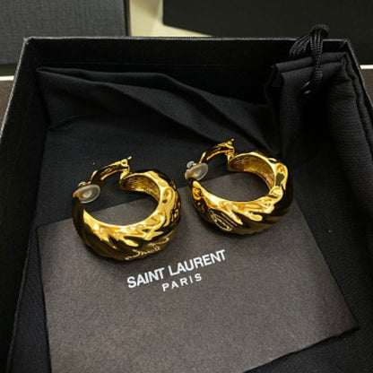 Saint Laurent Textured Chunky Hoop Earrings