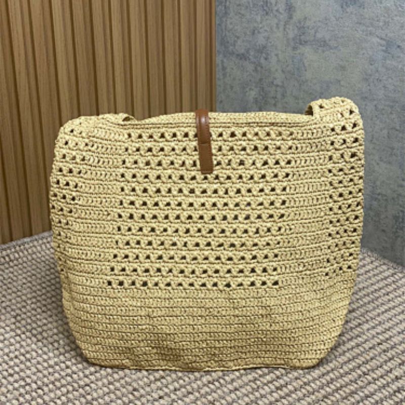 Saint Laurent (YSL) Le 5 à 7 Soft Hobo in crocheted raffia.