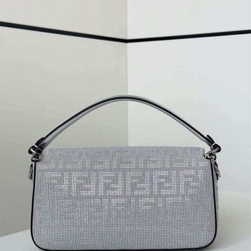 Fendi Baguette sparkling silver crystals shoulder bag