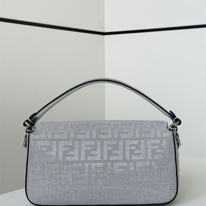 Fendi Baguette sparkling silver crystals shoulder bag