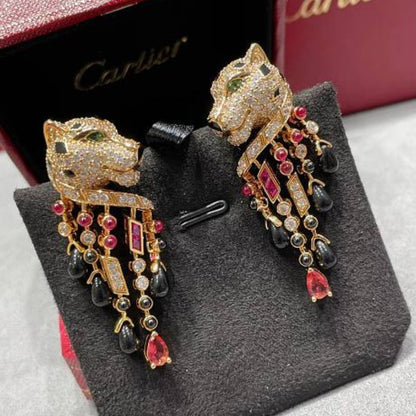 Panthère de Cartier Ruby and Onyx Tassel Drop Earrings,