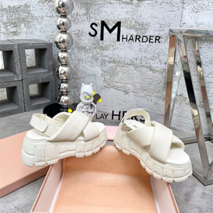 Miu Miu Sporty Matelassé Nappa Leather Sandals.