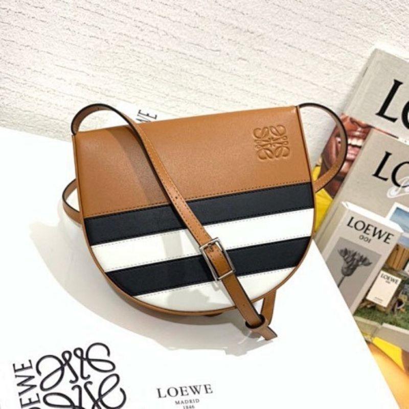 Loewe Heel Mini Bag in a unique tri-color design of tan