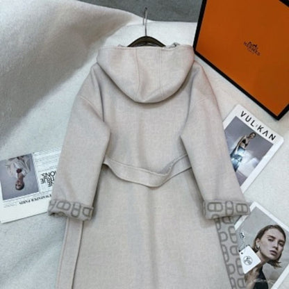 Hermès beige hooded coat with a belt