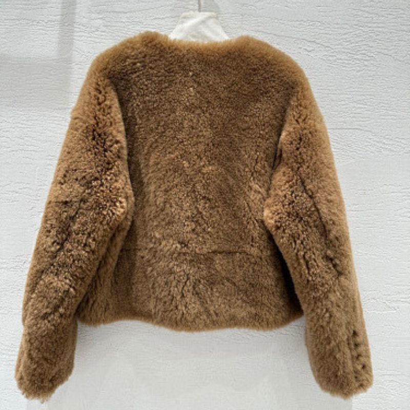 Celine brown shearling or faux-fur cropped jacket