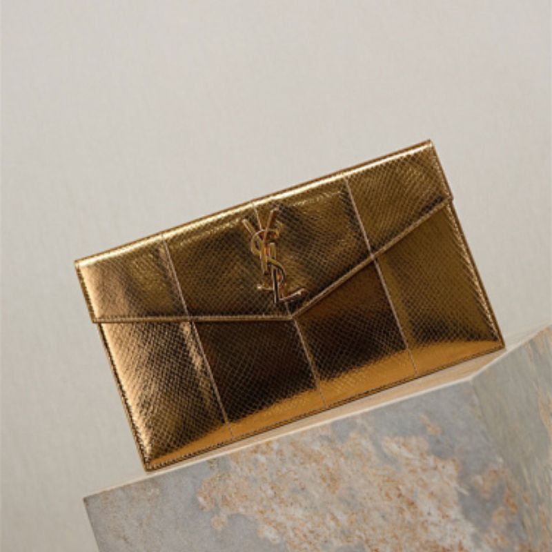 Saint Laurent Uptown Pouch Military Gold metallic finish