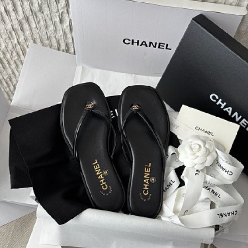 Chanel Goatskin CC Thong Flip-Flops