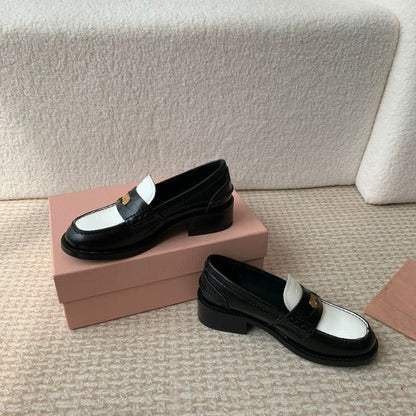 Miu Miu Two-Tone Patent-Leather Penny Loafers