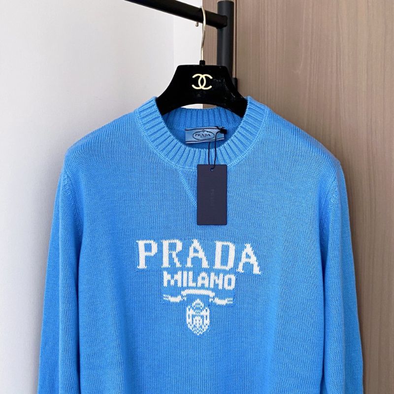 Prada Milano logo intarsia knit sweater.