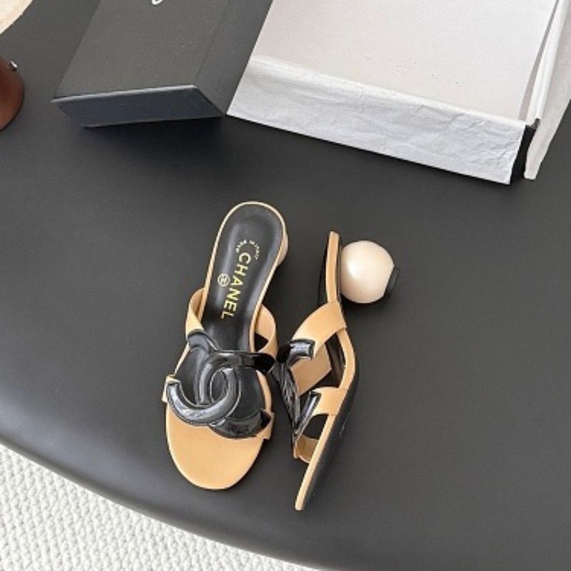 Chanel Lambskin and Patent Calfskin CC Logo Mules,