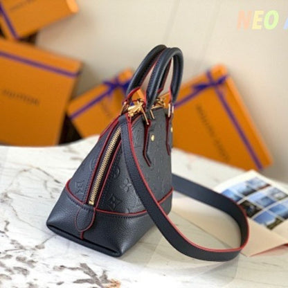 Louis Vuitton Neo Alma BB in Noir (Black) Monogram Empreinte leather.