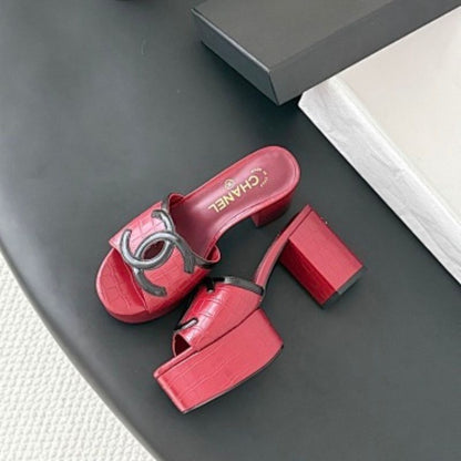 Chanel Crocodile Embossed Calfskin & Patent Calfskin Mules,