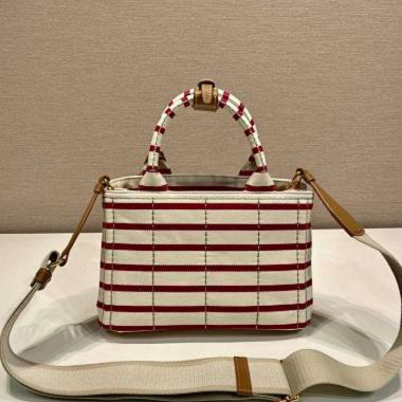 Prada Striped Cotton Canvas Mini Bag.