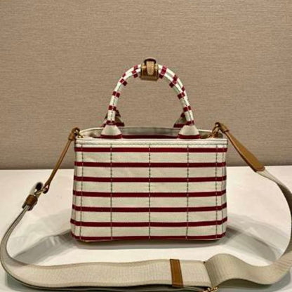Prada Striped Cotton Canvas Mini Bag.