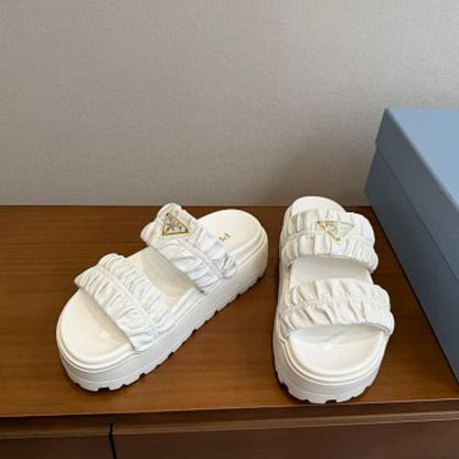 Prada Matelassé Nappa Leather Flatform Slides