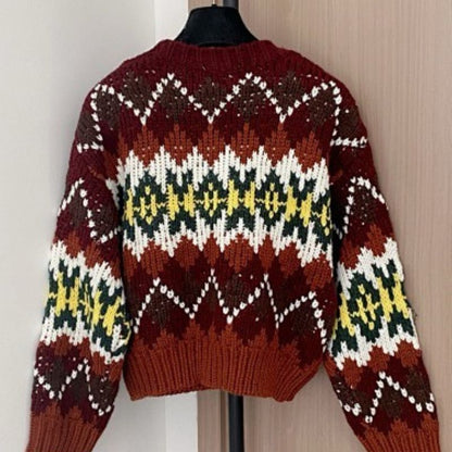 Celine Crew Neck Sweater in Fair Isle Wool.