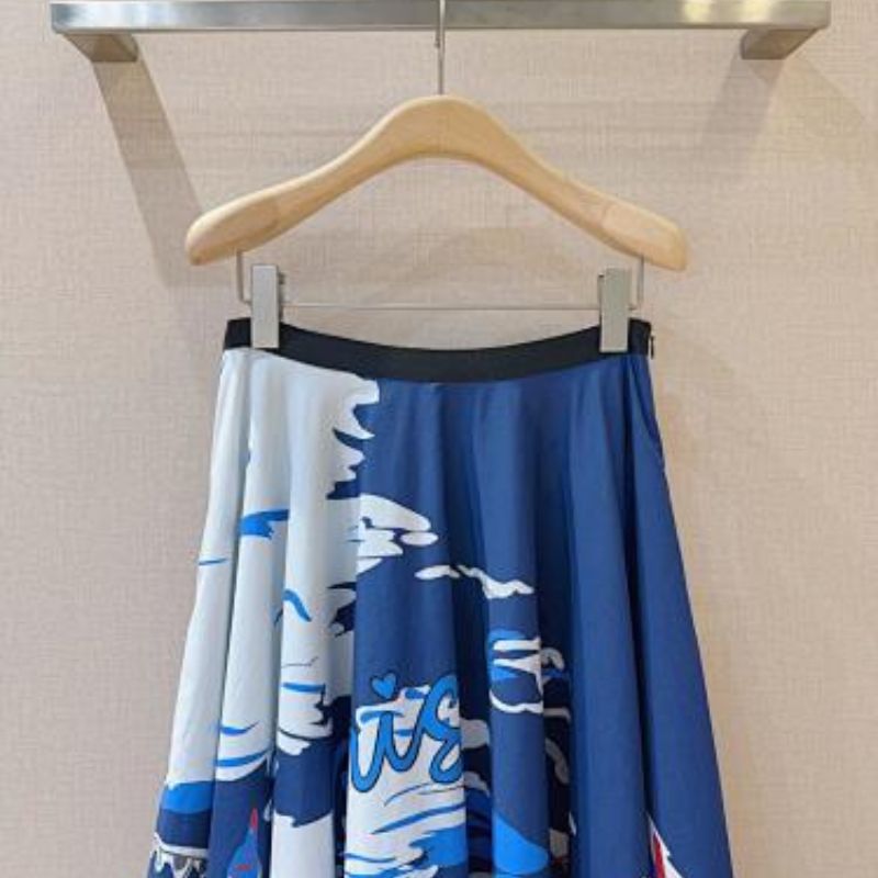 Christian Dior blue and white flowy midi or maxi skirt