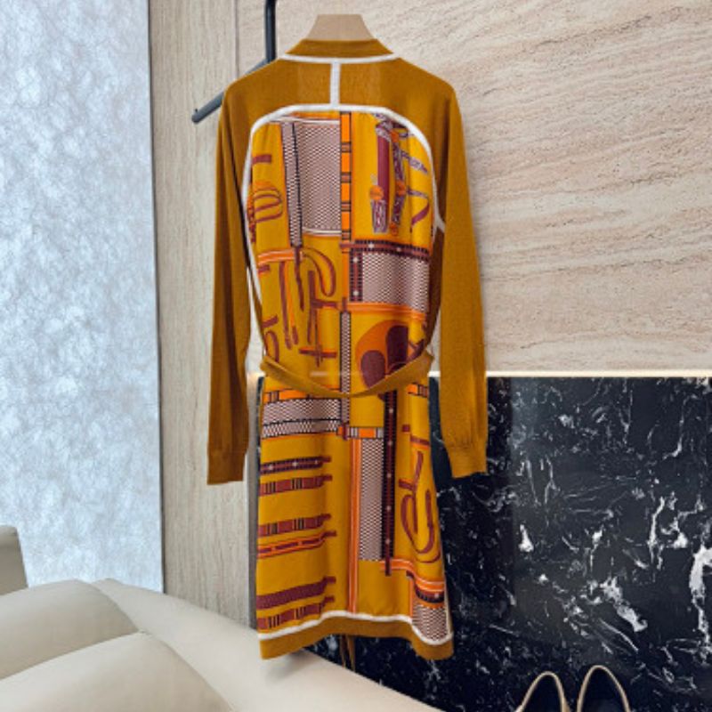 Hermès long yellow cardigan