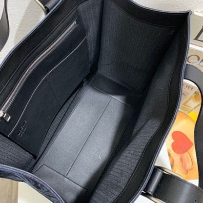 Loewe Buckle Handle Tote Printed Denim with Leather Medium,