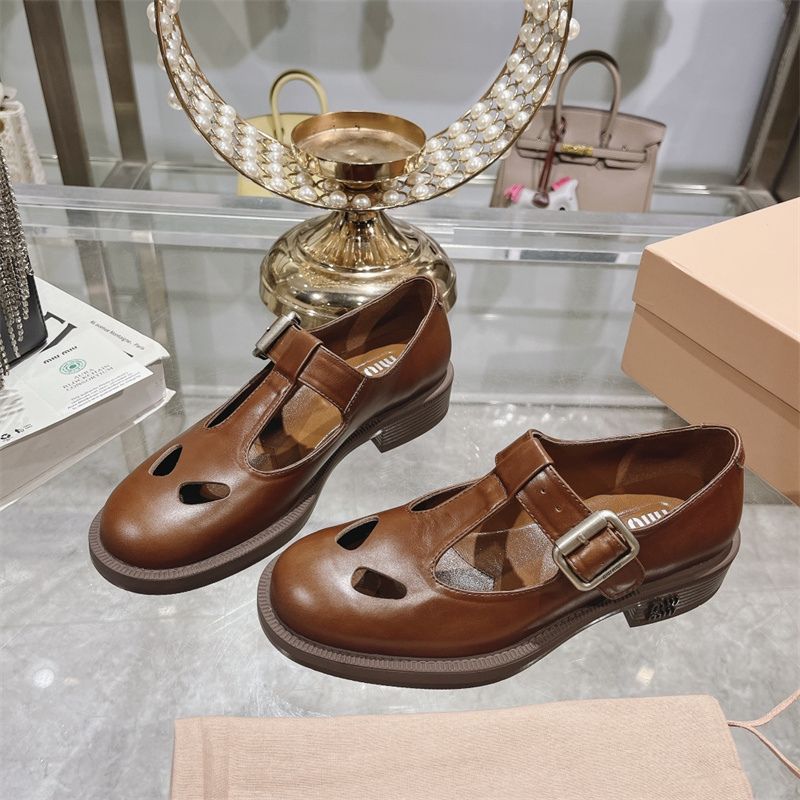 Miu Miu 30mm Leather T-bar Shoes.