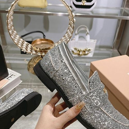 Miu Miu Glitter Loafers
