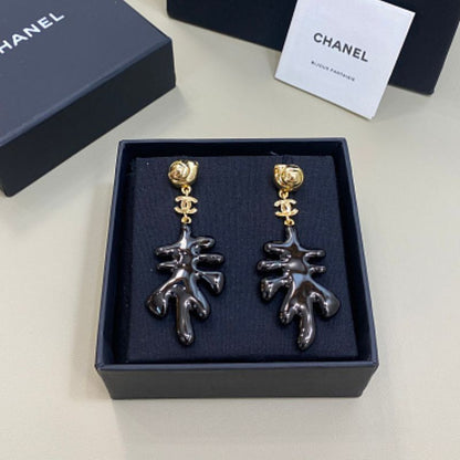 Chanel Coral Pendant Earrings