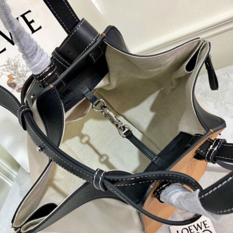 Loewe Hammock Bag in a tri-color block design of tan