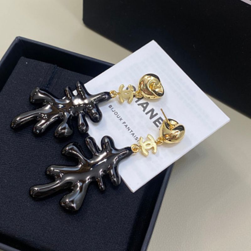 Chanel Coral Pendant Earrings
