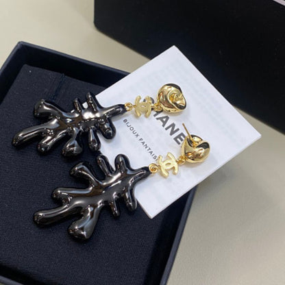 Chanel Coral Pendant Earrings