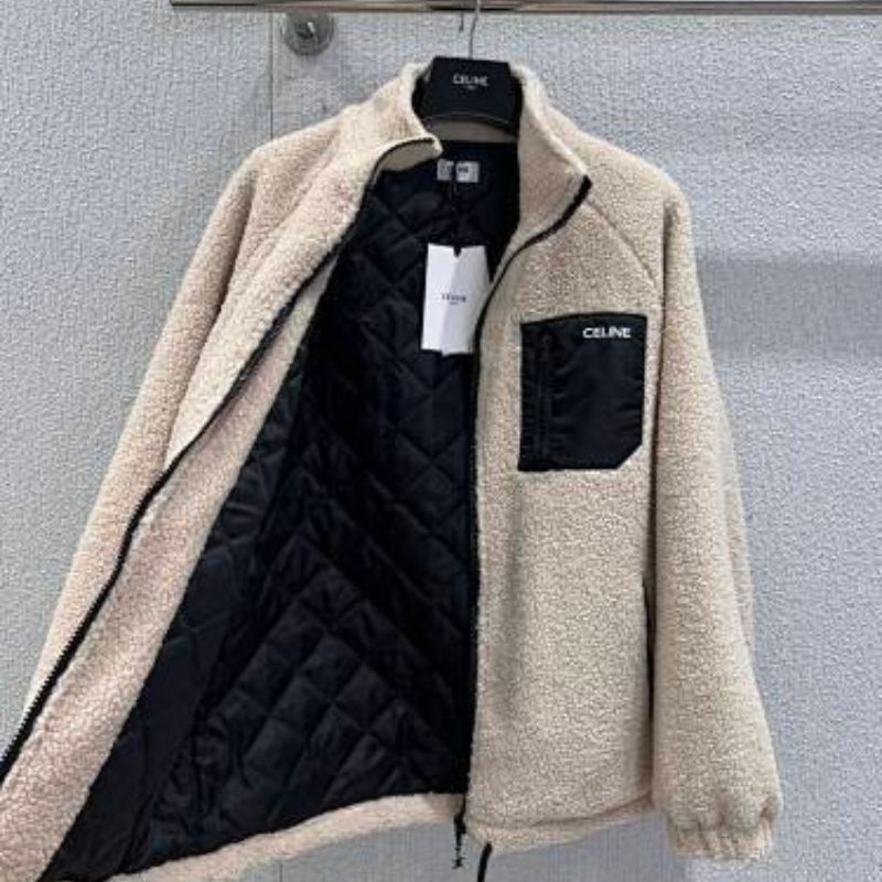 Celine  high-collar Loose Jacket in Jersey Fleece