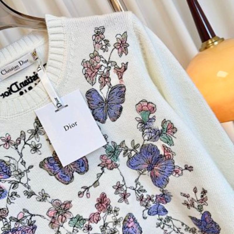 Christian Dior embroidered sweater in white