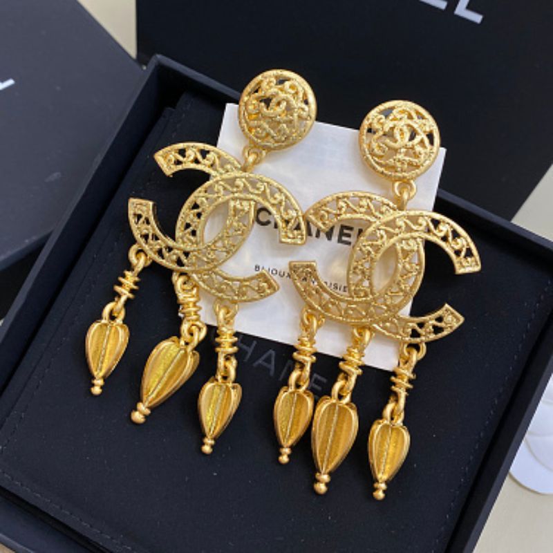 authentic vintage Chanel filigree CC chandelier earrings