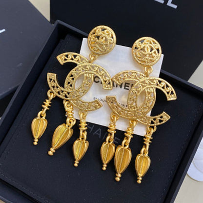 authentic vintage Chanel filigree CC chandelier earrings
