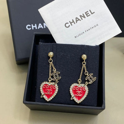 Chanel "COCO" Heart Arrow Drop Earrings