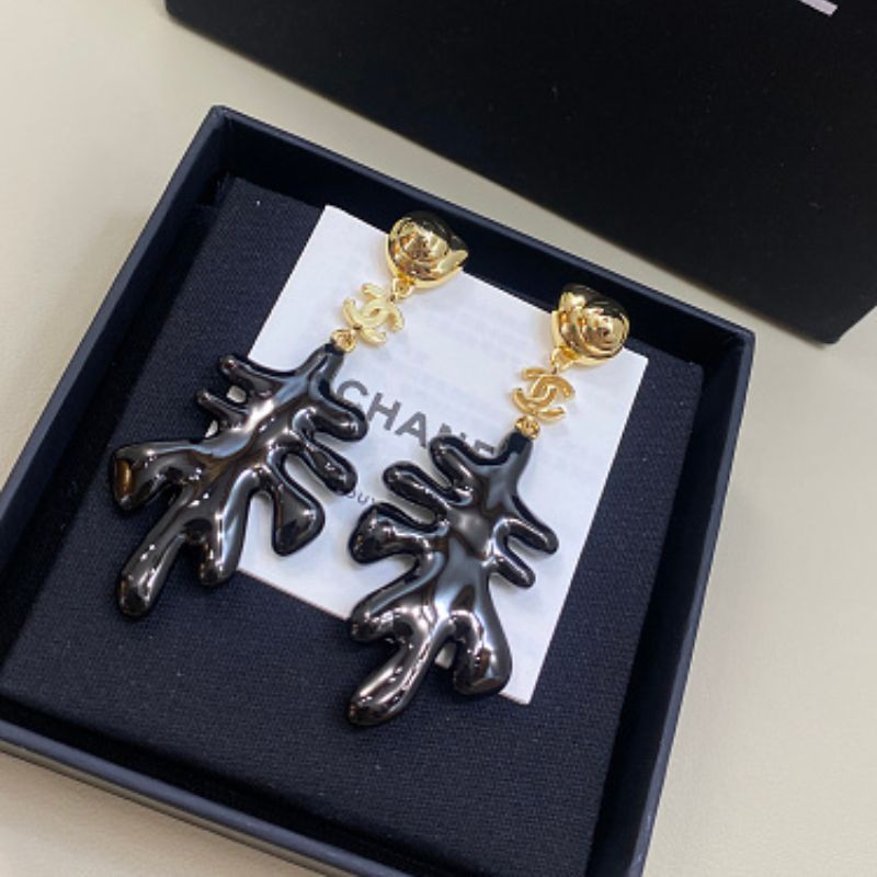 Chanel Coral Pendant Earrings