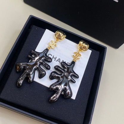 Chanel Coral Pendant Earrings