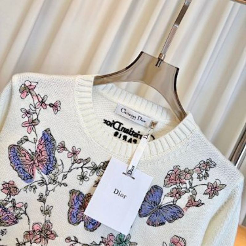 Christian Dior embroidered sweater in white