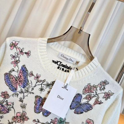 Christian Dior embroidered sweater in white