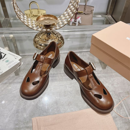 Miu Miu 30mm Leather T-bar Shoes.