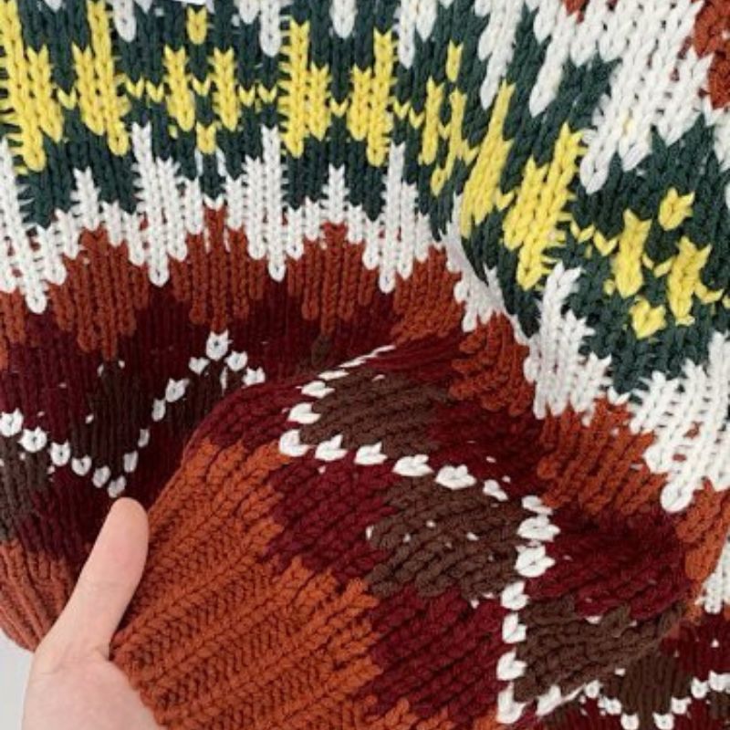 Celine Crew Neck Sweater in Fair Isle Wool.