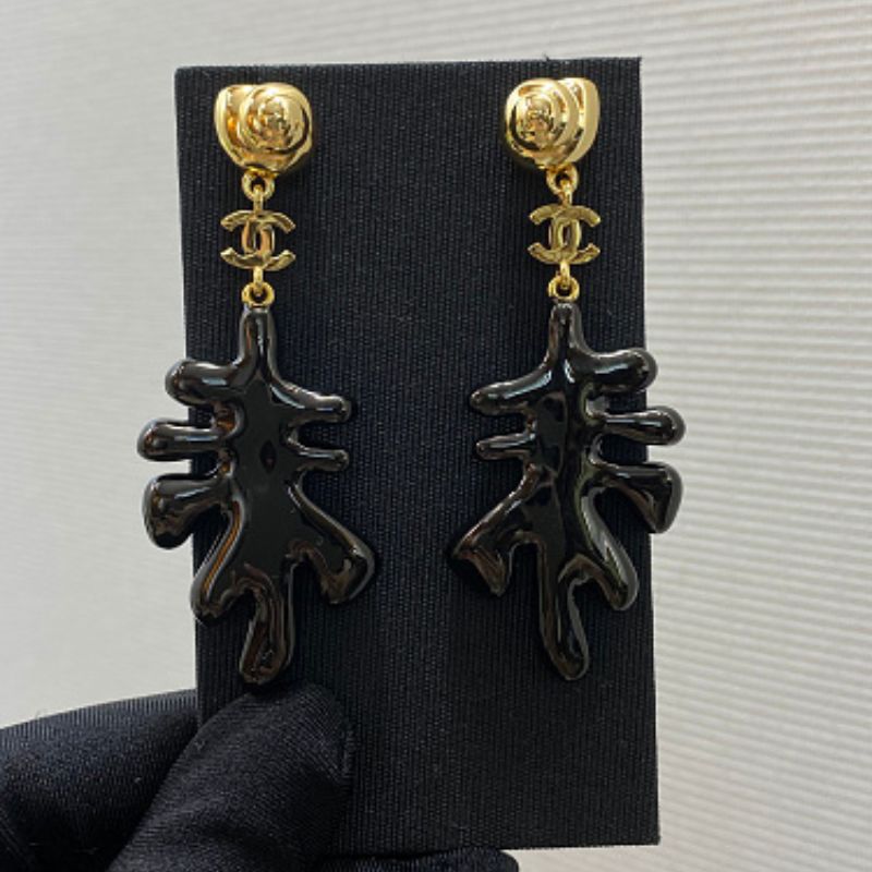 Chanel Coral Pendant Earrings