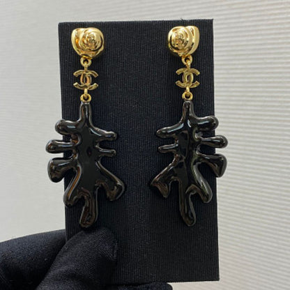 Chanel Coral Pendant Earrings