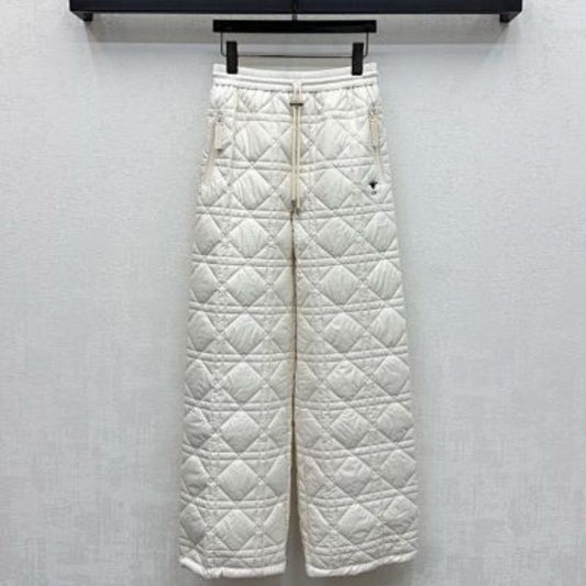 Christian Dior wide-leg pants with the signature Cannage motif.