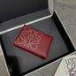 Loewe Trifold Anagram wallet in a deep red