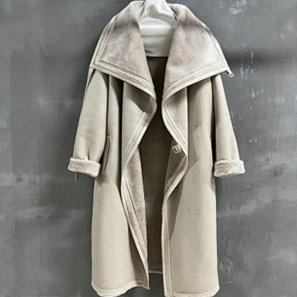 Hermès long beige reversible shearling coat