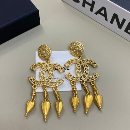 authentic vintage Chanel filigree CC chandelier earrings